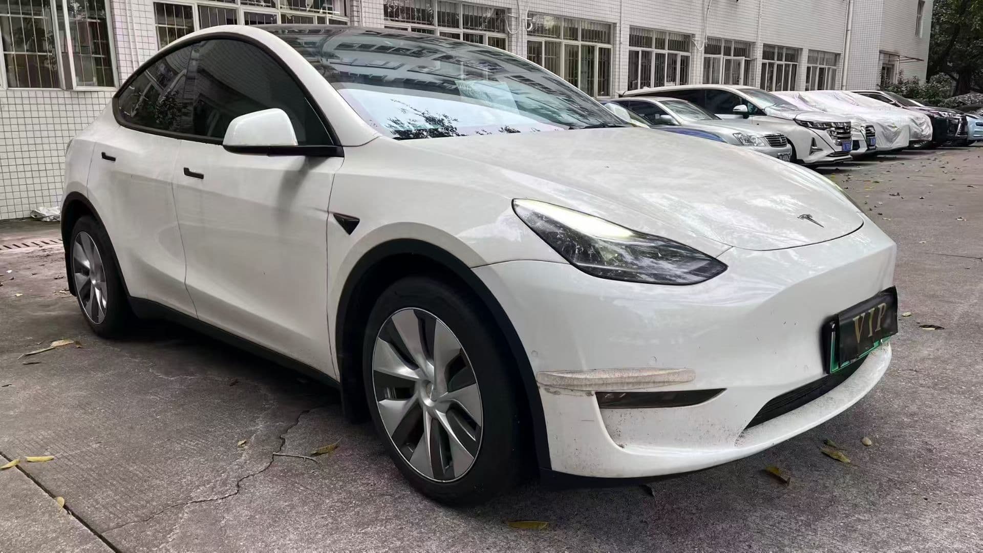 White Tesla Model Y electric crossover