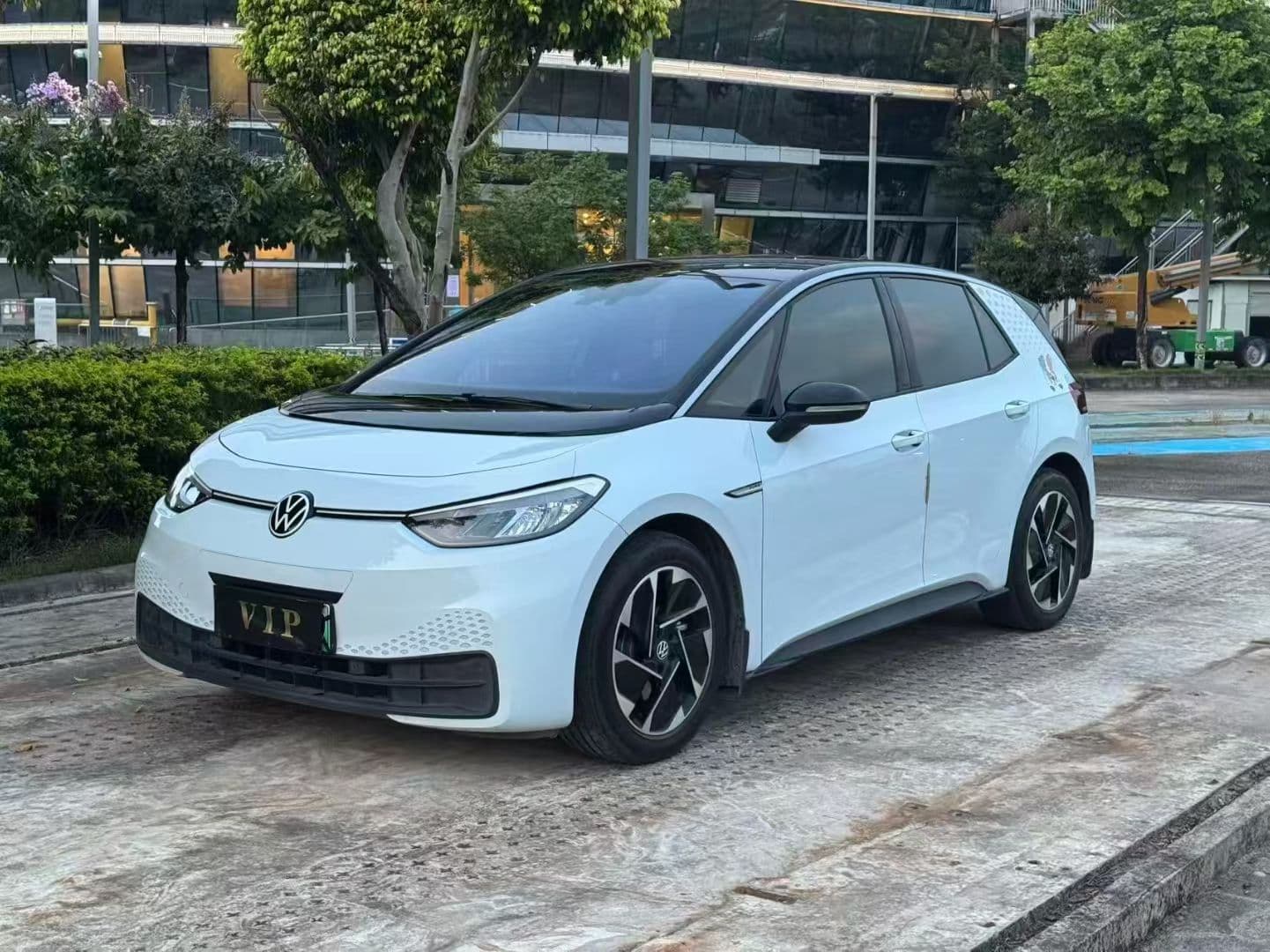 White Volkswagen ID.3 electric hatchback